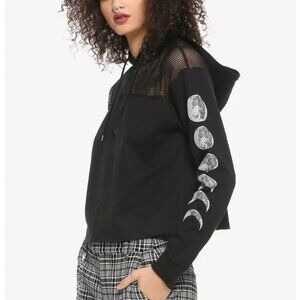 Moon Phases & Mesh Girls Crop Hoodie